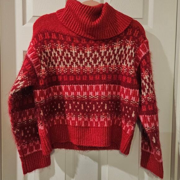 Universal‎ Thread Pink Fair Isle Turtleneck Sweater Women’s Small NWT Fall 2023 - Picture 2 of 7